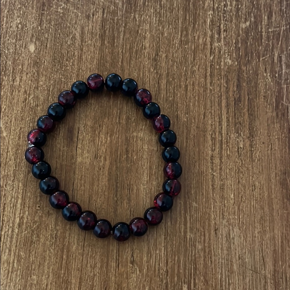 Black and Red Beaded Bracelet